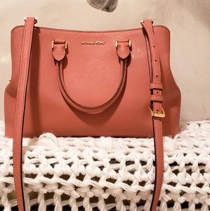 Michael Kors Leather Satchel - Dusty Rose